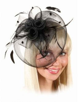 Vintage hoedje zwart op kam - Verkleedhaardecoratie