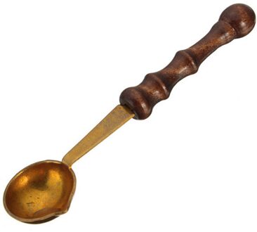 Vintage Houten Handvat Anti Stempelzegel Zegellak Messing Lepel