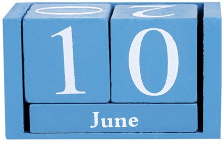 Vintage Houten Perpetual Kalender Blok Planner Permanente Desktop Organizer Diy Agenda BOM666 Blauw