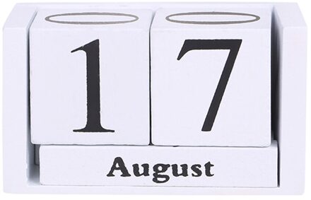 Vintage Houten Perpetual Kalender Blok Planner Permanente Desktop Organizer Diy Agenda BOM666 wit