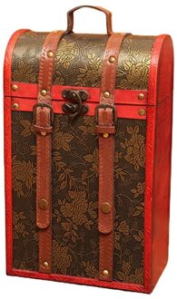 Vintage Houten Rode Wijn Doos Verpakking Geschenkdozen Dubbele Fles Carrier Storage Case Verjaardagsfeestje Kerstcadeau 01