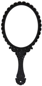 Vintage Houvast Make-Up Spiegel Roze Repousse Bloemen Ovale Ronde Cosmetische Hand Held Spiegel Met Handvat Voor Dames Beauty Dressoir Y 01