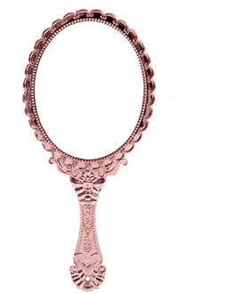 Vintage Houvast Make-Up Spiegel Roze Repousse Bloemen Ovale Ronde Cosmetische Hand Held Spiegel Met Handvat Voor Dames Beauty Dressoir Y 02