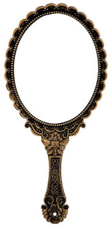 Vintage Houvast Make-Up Spiegel Roze Repousse Bloemen Ovale Ronde Cosmetische Hand Held Spiegel Met Handvat Voor Dames Beauty Dressoir Y 04