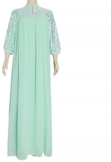 Vintage Kaftan Dubai Abaya Kalkoen Moslim Mode Jurk Islamitische Kleding 3/4 Mouwen Maxi Afrikaanse Jurken Voor Vrouwen Vestidos munt