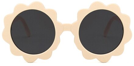 Vintage Kids Zonnebril Kind Zonnebril Ronde Bloem Gafas Baby Kinderen Uv400 Sport Zonnebril Meisjes Jongens Bril Beige grijs