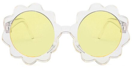 Vintage Kids Zonnebril Kind Zonnebril Ronde Bloem Gafas Baby Kinderen Uv400 Sport Zonnebril Meisjes Jongens Bril geel