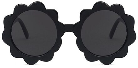 Vintage Kids Zonnebril Kind Zonnebril Ronde Bloem Gafas Baby Kinderen Uv400 Sport Zonnebril Meisjes Jongens Bril zwart grijs