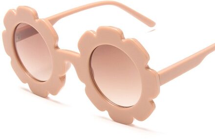 Vintage Kids Zonnebril Kind Zonnebril Ronde Bloem Gafas Baby Kinderen UV400 Sport Zonnebril Meisjes Jongens Oculos De Sol oranje roze