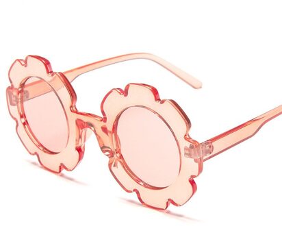 Vintage Kids Zonnebril Kind Zonnebril Ronde Bloem Gafas Baby Kinderen UV400 Sport Zonnebril Meisjes Jongens Oculos De Sol tranparent roze