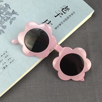 Vintage Kinderen Zonnebril Kids Roze Shades Ronde Bril Baby Leuke Bloem Zonnebril Jongens Meisjes Eyewear Oculos licht roze
