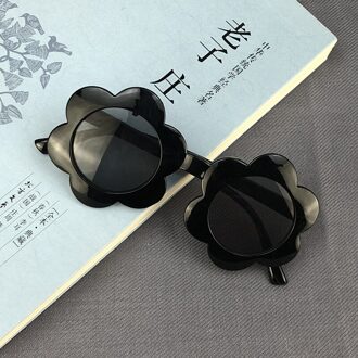 Vintage Kinderen Zonnebril Kids Roze Shades Ronde Bril Baby Leuke Bloem Zonnebril Jongens Meisjes Eyewear Oculos zwart