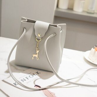 Vintage Kleine Vrouwen Emmer Tas Voor Handtassen Vrouwen Pu Lederen Schoudertassen Meisjes Trekkoord Messenger Crossbody Bag grijs