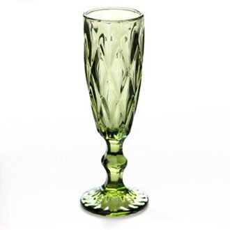 Vintage Kleur Reliëf Champagne Glas Creatieve Samll Sap Beker Huishoudelijke Verdikte Rode Wijn Ware Whiskey Cup Rhombus groen