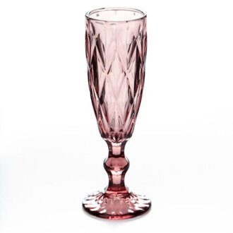 Vintage Kleur Reliëf Champagne Glas Creatieve Samll Sap Beker Huishoudelijke Verdikte Rode Wijn Ware Whiskey Cup Rhombus rood