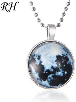 Vintage Lange Moon Glow In The Dark Ketting Glow Maan Ketting Voor Vrouwen Sieraden Cabochons Lunar Hanger Fluorescentie Licht maan 4