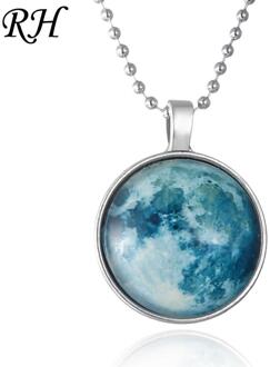 Vintage Lange Moon Glow In The Dark Ketting Glow Maan Ketting Voor Vrouwen Sieraden Cabochons Lunar Hanger Fluorescentie Licht maan 8