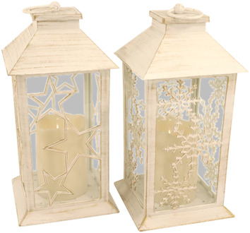 Vintage lantaarn Dikke LED kaars H 29cm x B 14cm