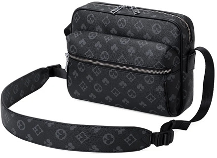 Vintage Leather Messenger Bag Men Crossbody Bag PU Leather Fashion Crossbody Bag Clutch-Bag Male Leather Floral Printing Bags