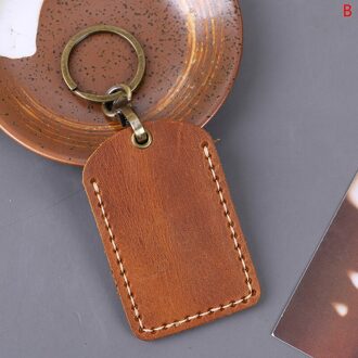 Vintage Lederen Toegang Kaarthouder Sleutelhanger Rechthoekige Ronde Water Gemeenschap Kaarten Beschermhoes Sleutelhanger Mode Sleutelhanger