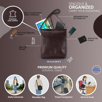 Vintage leren bruine messenger schoudertas crossbody reistas - Ranger