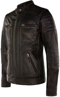 Vintage leren retro bikerjack voor heren - Milaan Zwart - 3XL