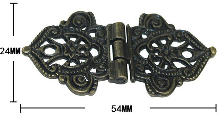 Vintage Lichtmetalen Hollow Bloem Scharnier, Chinese Meubelen Hardware, Metalen Scharnieren, kast Deur Butt Scharnieren Voor DIY Doos, 24*54mm, 20 stks