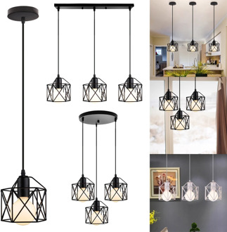 Vintage Loft Industrial Iron Hanging Lights E27 LED Pendant Lamp For Home Living Room Bedroom Kitchen Restaurant Bar 1/3 Heads