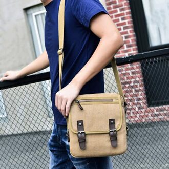 Vintage Mannen Messenger Bags Canvas Schoudertas Mode Man Business Crossbody Tas Effen Mannelijke Reizen Handtas khaki