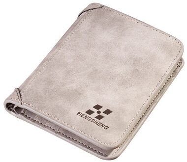 Vintage Mannen Portemonnee Pu Leer Slanke Toevallige Mannelijke Kaarthouder Pocket Purse grijs V