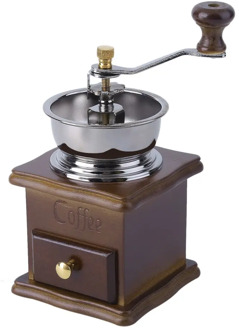 Vintage Manual Hand Hand-cranked Beech Wood Pepper Coffee Grinder Ceramic Burr Roller Coffee Mill Coffee Tools Stainless Steel