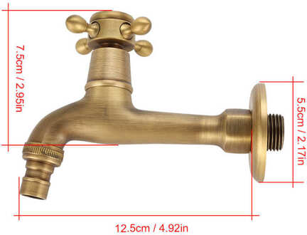 Vintage Massief Messing Enkele Handgreep Kraan Voor Wasmachine Muur Gemonteerde Kraan lang