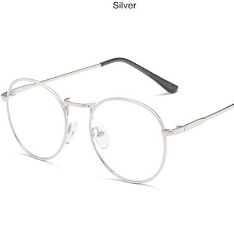 Vintage Metalen Brillen Anti-Blauw Licht Vrouwen Optiek Bijziendheid Bril Klassieke Mode Ronde Frame Bril Computer Mannen Zilver