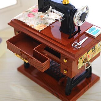 Vintage Music Box Mini Naaimachine Stijl Mechanische Tafel Decor Naaimachine Stijl Mechanische Muziekdoos # J4s