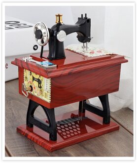 Vintage Music Box - Mini Realistische Naaimachine Muziekdoos Voor Tafel Decor Mechanische Muziekdoos