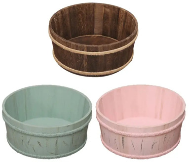 Vintage Newborn Photography Props Wooden Basin Full Moon Baby Infants Pose Auxiliary Photo Basket Posing Shooting Accessories