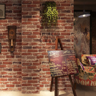 Vintage nostalgic American faux brick brick brick wallpaper bar restaurant culture stone red brick wallpaper
