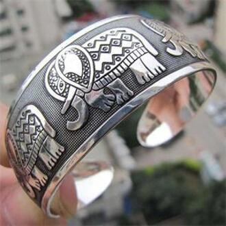 Vintage Olifant Tibetaans Tibet Armbanden Charmante Elegante Ronde Metalen Manchet Armbanden Vrouwen Sieraden