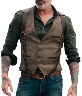 Vintage Pak Vest Mannen Wol Tweed Slanke Gentleman Business Mouwloos Vest Formele Vest Voor Bruiloft Bruidsjonkers