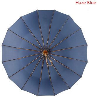 Vintage Paraplu 16 Bone Licht Aluminium Regenachtige Effen Vouwen Winddicht Grote Paraplu Mannen Regen Vrouwen Parasol Blauw