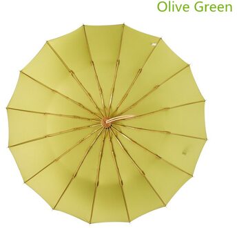 Vintage Paraplu 16 Bone Licht Aluminium Regenachtige Effen Vouwen Winddicht Grote Paraplu Mannen Regen Vrouwen Parasol groen