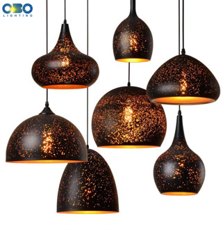 Vintage Pendant Lamp Black Iron Etching Lampshade Bar/Teahouse/Restaurant Indoor Lighting American Creative E27 Pendant Lights