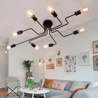 Vintage Pendant Light 4/6/8 Spider suspension lamp Lighting fixture Kitchen Living Room Black industrial light pendant Lamp