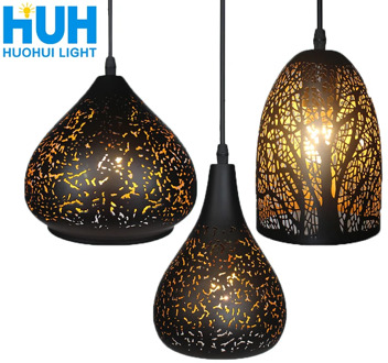 Vintage Pendant Light Nordic Porous Loft E27 LED Iron Etching Lampshade Bar Restaurant Lamp Creativity Style Rust Pendant Lamp