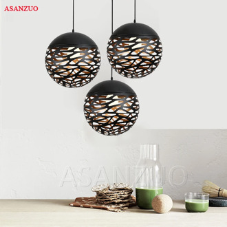 Vintage Pendant Lights Hollow Black Iron Pendant Lamp Kitchen Fixtures Dining Room Table Hang lamp avize luminaria Home Lighting