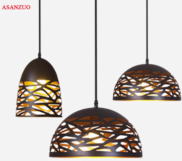 Vintage Pendant Lights Hollow Black Iron Pendant Lamp Kitchen Fixtures Dining Room Table Hanglamp avize luminaria Home Lighting