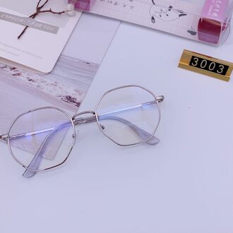 Vintage Polygon Onregelmatige Vrouwen Achthoekige Bril Frame Metalen Computer Vrouwen Anti Blauw Licht Eyewear Brillen Zilver