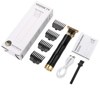 Vintage Professionele Kapper T9 Bald Head Hari Clipper Laden Draagbare Tondeuse Voor Mannen Baard Scheerapparaat Haar Snijmachine zwart Hair Clipper