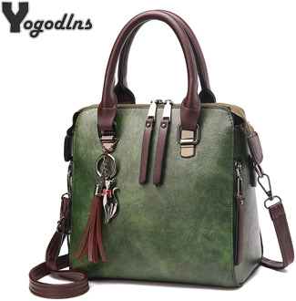 Vintage PU Leather Ladies HandBags Women Messenger Bags TotesTassel Designer Crossbody Shoulder Bag Boston Hand Bags Hot Sale