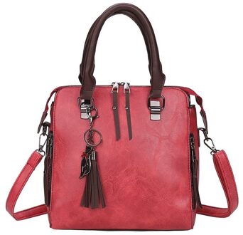 Vintage Pu Lederen Crossbody Tassen Voor Vrouwen Schoudertassen Kwastje Vrouwen Handtas Boston Sac een Belangrijkste rood